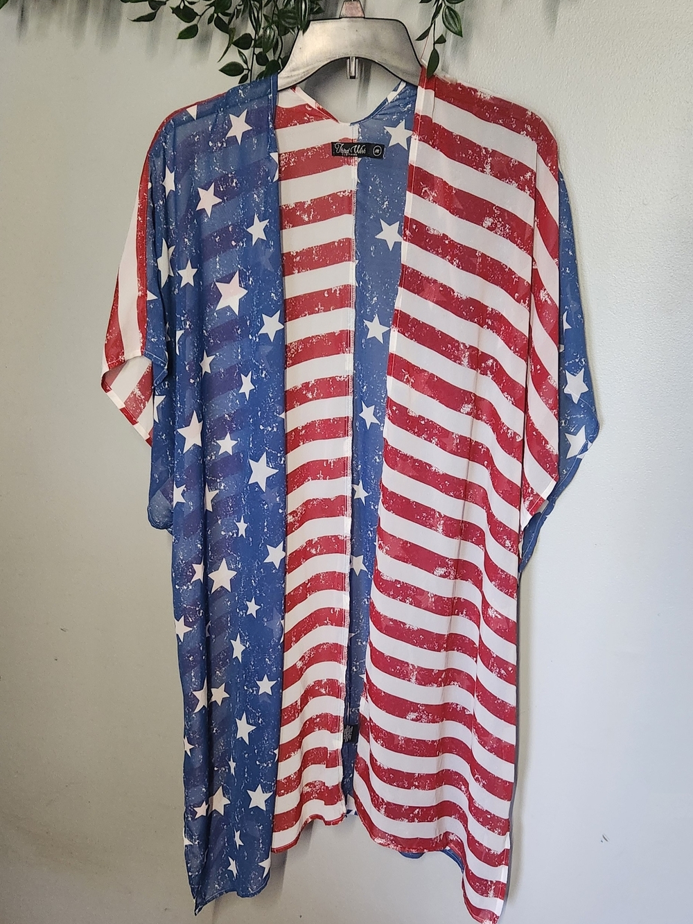 Americana Open-Front Kimono Tunic - Red, White & Blue